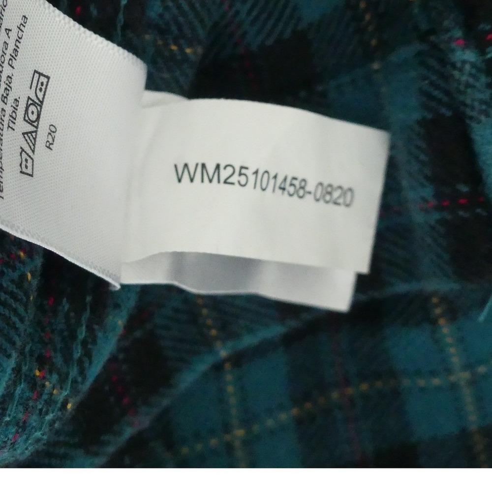 Free Assembly Mens M Plaid Flannel Shirt Teal Black Heavy Cotton Button Down - Picture 8 of 8